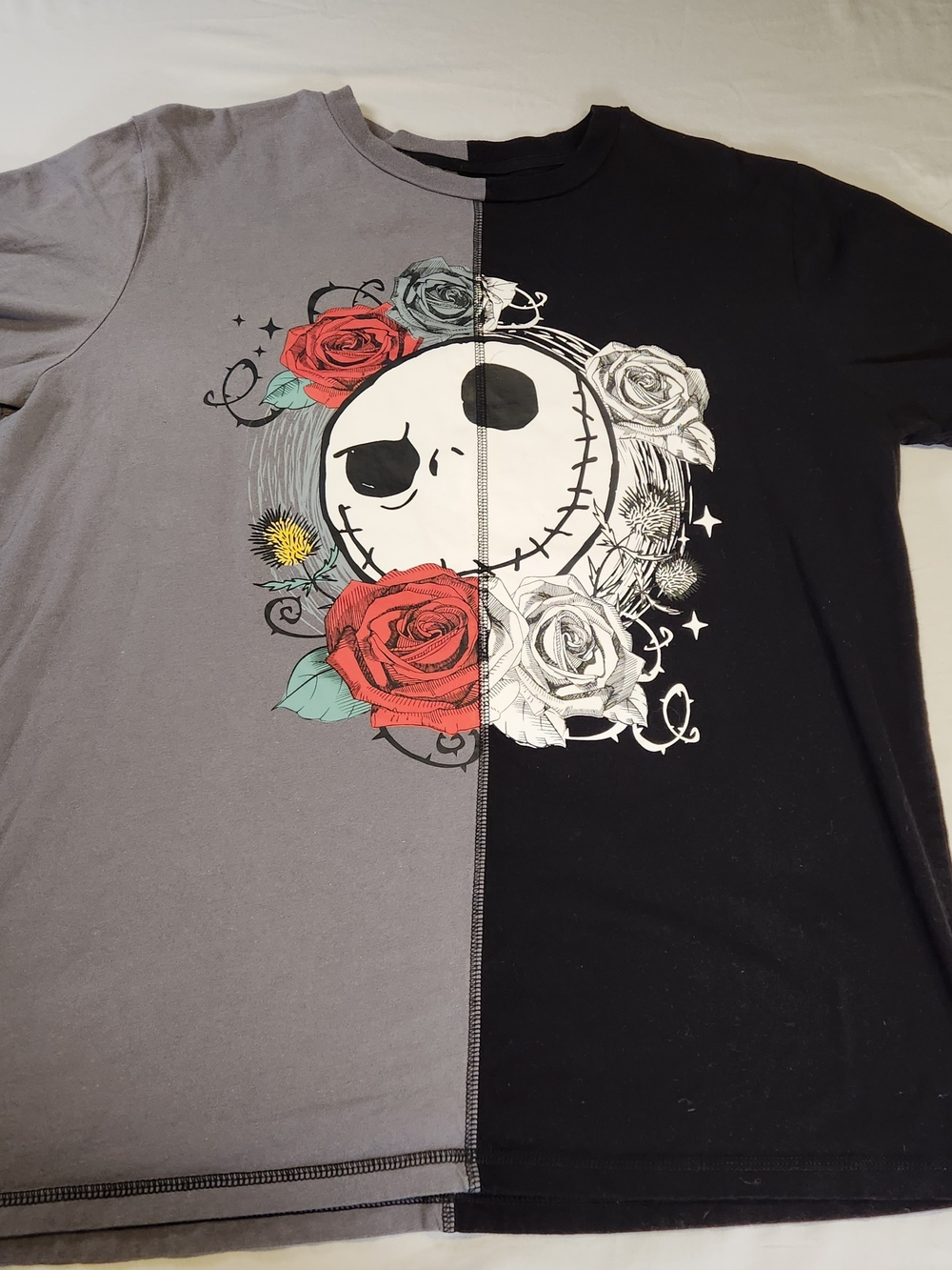 Disney The Nightmare Before Christmas Jack Skellington T-Shirt Black Gray Size L